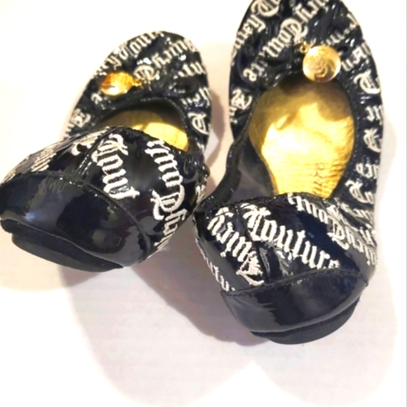 Juicy Couture Black & White Scrunched Ballet Flats. Size: 9M. - Picture 5 of 8